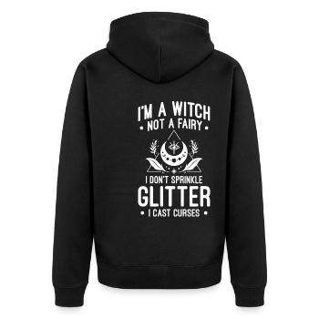 Hexen Sprüche | Hexerei Hexe Esoterik Geschenkidee - Unisex Premium Bio Zip Hoodie - Schwarz - Hinten - Nico (187cm)