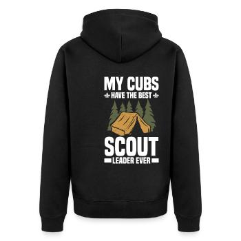 Pfadfinderleiter | Pfadfinder Scouting Geschenk - Unisex Premium Bio Zip Hoodie - Schwarz - Hinten - Nico (187cm)