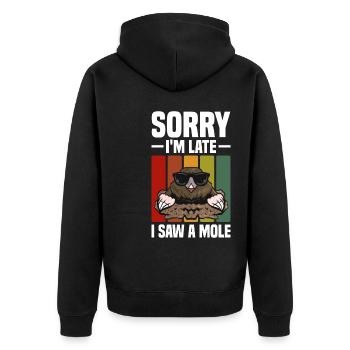 Maulwurf Liebhaber | Maulwürfe Tiere Geschenkidee - Unisex Premium Bio Zip Hoodie - Schwarz - Hinten - Nico (187cm)