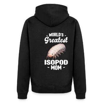 Isopoden Geschenk | Kellerasseln Asseln Mauerassel - Unisex Premium Bio Zip Hoodie - Schwarz - Hinten - Nico (187cm)