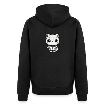 Adorable Kitty - Dressed to Charm - Unisex Premium Organic Zip Hoodie - black - Back - Nico (187cm)