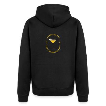 A DRINK PER DAY KEEPS THE DOCTOR AWAY - Unisex Premium Bio Zip Hoodie - Schwarz - Hinten - Nico (187cm)