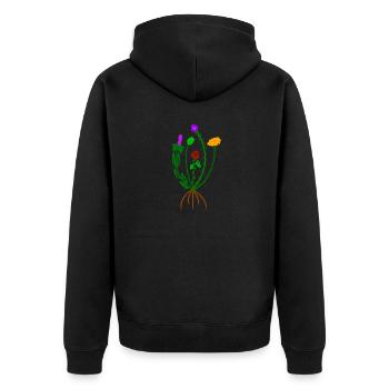 Akzente Blumen/ fine line Bunt - Unisex Premium Bio Zip Hoodie - Schwarz - Hinten - Nico (187cm)