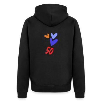 50. 50 ANS. 50e ANNIVERSAIRE. ANNIVERSAIRE 50 ANS. - Veste à capuche bio Premium Unisexe - noir - Dos - Nico (187cm)