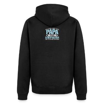 Ich Habe Zwei Titel Papa Und Stiefvater - Unisex Premium Bio Zip Hoodie - Schwarz - Hinten - Nico (187cm)