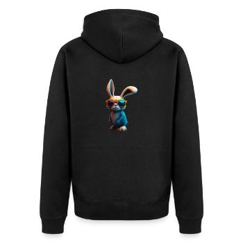 Rabbit - Unisex Premium Bio Zip Hoodie - Schwarz - Hinten - Nico (187cm)