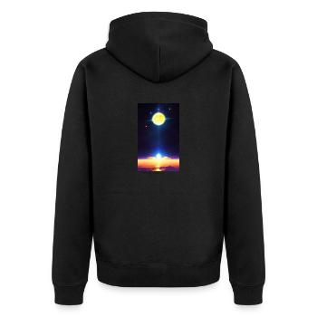 Solar System | Planets | Space | Star - Unisex Premium Organic Zip Hoodie - black - Back - Nico (187cm)