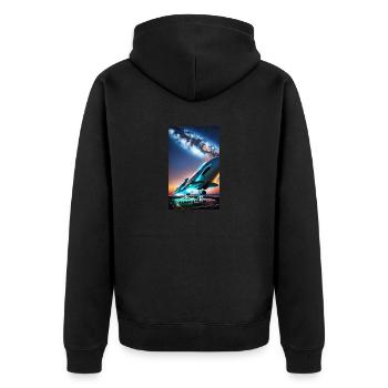 Spaceship | UFO | UAP | Space travel - Unisex Premium Organic Zip Hoodie - black - Back - Nico (187cm)