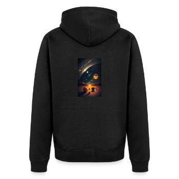 Solar System | Planets | Space | Star - Unisex Premium Organic Zip Hoodie - black - Back - Nico (187cm)