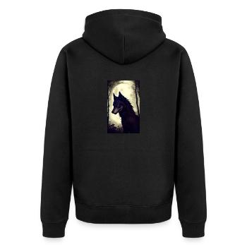 Werwolf | Wolf | Fabelwesen | Monster | Mystisch - Unisex Premium Bio Zip Hoodie - Schwarz - Hinten - Nico (187cm)