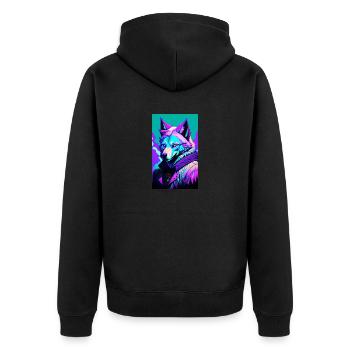 Werwolf | Wolf | Fabelwesen | Monster | Mystisch - Unisex Premium Bio Zip Hoodie - Schwarz - Hinten - Nico (187cm)