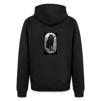 Werwolf | Wolf | Fabelwesen | Monster | Mystisch - Unisex Premium Bio Zip Hoodie - Schwarz - Hinten - Nico (187cm)