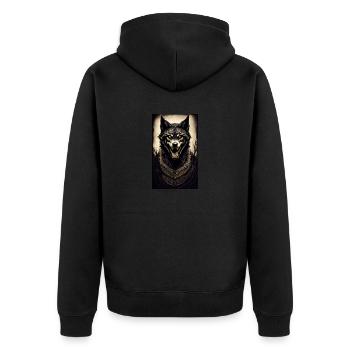 Werwolf | Wolf | Fabelwesen | Monster | Mystisch - Unisex Premium Bio Zip Hoodie - Schwarz - Hinten - Nico (187cm)