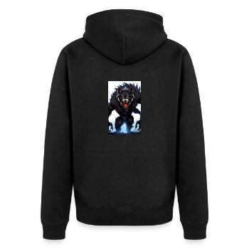 Werwolf | Wolf | Fabelwesen | Monster | Mystisch - Unisex Premium Bio Zip Hoodie - Schwarz - Hinten - Nico (187cm)