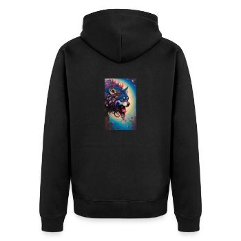 Werwolf | Wolf | Fabelwesen | Monster | Mystisch - Unisex Premium Bio Zip Hoodie - Schwarz - Hinten - Nico (187cm)