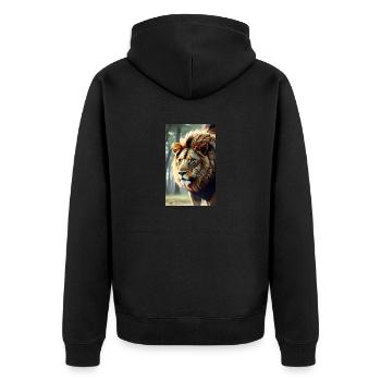 Lion | Animal | Prédateur | Rugissement | Roi | Afrique - Veste à capuche bio Premium Unisexe - noir - Dos - Nico (187cm)