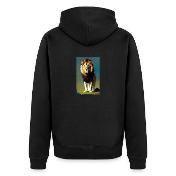 Lion | Animal | Prédateur | Rugissement | Roi | Afrique - Veste à capuche bio Premium Unisexe - noir - Dos - Nico (187cm)