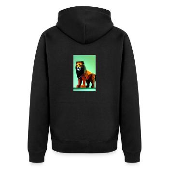 Lion | Animal | Prédateur | Polygone | Roi | Afrique - Veste à capuche bio Premium Unisexe - noir - Dos - Nico (187cm)