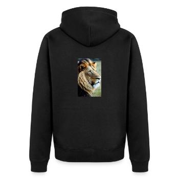 Leo | Animal | Predator | Roar | King | Africa - Unisex Premium Organic Zip Hoodie - black - Back - Nico (187cm)