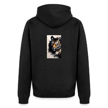 Tigre | Animal | Prédateur | Rugissement | Roi | Asie - Veste à capuche bio Premium Unisexe - noir - Dos - Nico (187cm)
