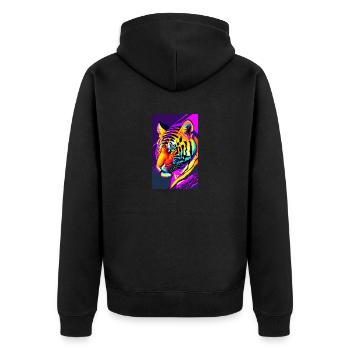 Tiger | Animal | Predator | Roar | King | Asia - Unisex Premium Organic Zip Hoodie - black - Back - Nico (187cm)