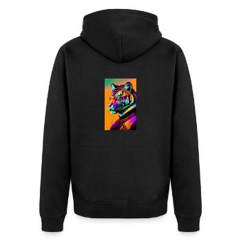 Tiger | Animal | Predator | Roar | King | Asia - Unisex Premium Organic Zip Hoodie - black - Back - Nico (187cm)