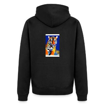 Tigre | Animal | Prédateur | Rugissement | Roi | Asie - Veste à capuche bio Premium Unisexe - noir - Dos - Nico (187cm)