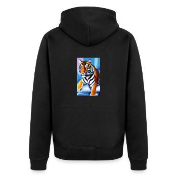 Tigre | Animal | Prédateur | Rugissement | Roi | Asie - Veste à capuche bio Premium Unisexe - noir - Dos - Nico (187cm)