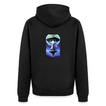Alien | UFO | Spaceship | UAP | alien - Unisex Premium Organic Zip Hoodie - black - Back - Nico (187cm)