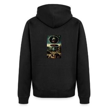 Alien | UFO | Spaceship | UAP | alien - Unisex Premium Organic Zip Hoodie - black - Back - Nico (187cm)