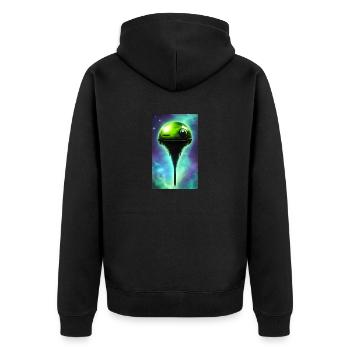 Alien | UFO | Raumschiff | UAP | lustig - Unisex Premium Bio Zip Hoodie - Schwarz - Hinten - Nico (187cm)