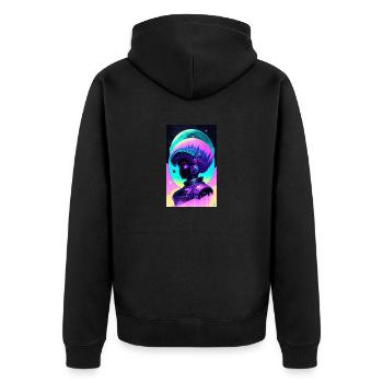 Alien | UFO | Spaceship | UAP | alien - Unisex Premium Organic Zip Hoodie - black - Back - Nico (187cm)