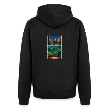 Alien | UFO | Spaceship | UAP | alien - Unisex Premium Organic Zip Hoodie - black - Back - Nico (187cm)