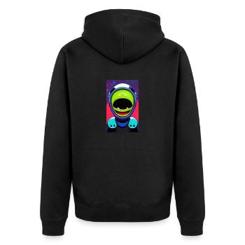 Alien | UFO | Raumschiff | UAP | außerirdische - Unisex Premium Bio Zip Hoodie - Schwarz - Hinten - Nico (187cm)