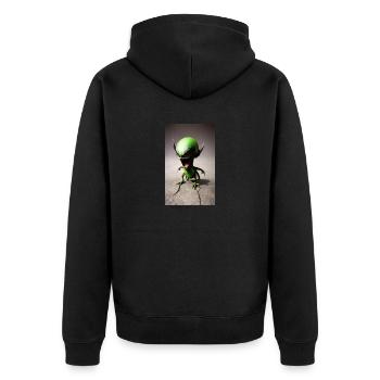 Alien | UFO | Spaceship | UAP | alien - Unisex Premium Organic Zip Hoodie - black - Back - Nico (187cm)