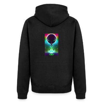 Alien | UFO | Spaceship | UAP | alien - Unisex Premium Organic Zip Hoodie - black - Back - Nico (187cm)