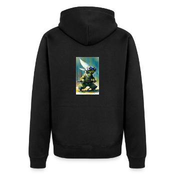 Alien | UFO | Spaceship | UAP | alien - Unisex Premium Organic Zip Hoodie - black - Back - Nico (187cm)