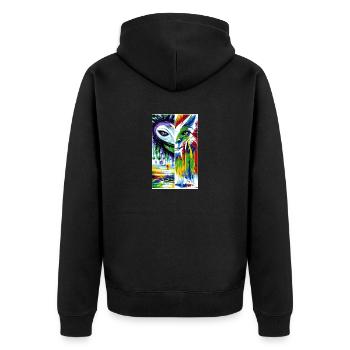 Alien | UFO | Spaceship | UAP | alien - Unisex Premium Organic Zip Hoodie - black - Back - Nico (187cm)