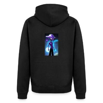 Alien | UFO | Spaceship | UAP | alien - Unisex Premium Organic Zip Hoodie - black - Back - Nico (187cm)