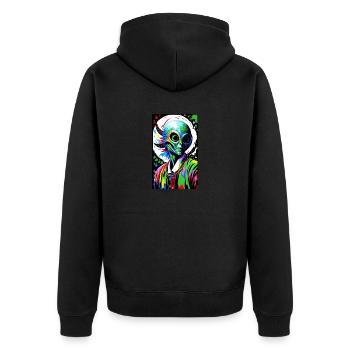 Alien | UFO | Spaceship | UAP | alien - Unisex Premium Organic Zip Hoodie - black - Back - Nico (187cm)