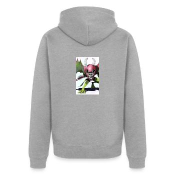 Alien | UFO | Raumschiff | UAP | außerirdische - Unisex Premium Bio Zip Hoodie - Grau meliert - Hinten - Nico (187cm)