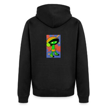 Alien | UFO | Spaceship | UAP | alien - Unisex Premium Organic Zip Hoodie - black - Back - Nico (187cm)