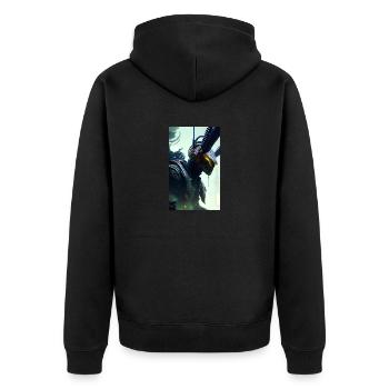 Alien | UFO | Spaceship | UAP | alien - Unisex Premium Organic Zip Hoodie - black - Back - Nico (187cm)