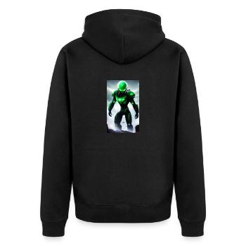 Alien | UFO | Spaceship | UAP | alien - Unisex Premium Organic Zip Hoodie - black - Back - Nico (187cm)