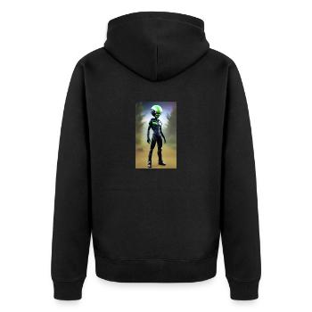 Alien | UFO | Spaceship | UAP | alien - Unisex Premium Organic Zip Hoodie - black - Back - Nico (187cm)
