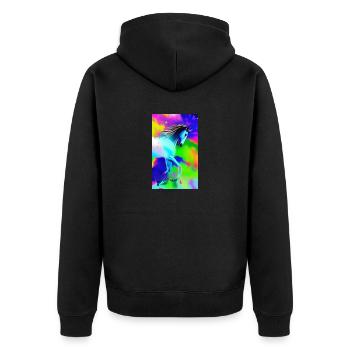 Cheval | Équitation | Animal | Monture | Coloré - Veste à capuche bio Premium Unisexe - noir - Dos - Nico (187cm)