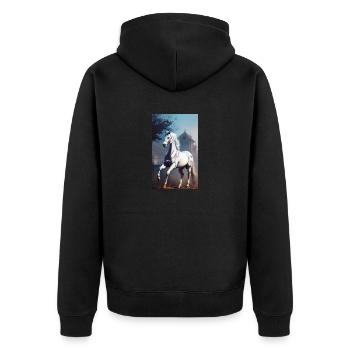 Cheval | Équitation | Animal | Monture | Coloré - Veste à capuche bio Premium Unisexe - noir - Dos - Nico (187cm)