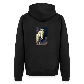 Pferd | reiten | Tier | Reittier | Bunt - Unisex Premium Bio Zip Hoodie - Schwarz - Hinten - Nico (187cm)