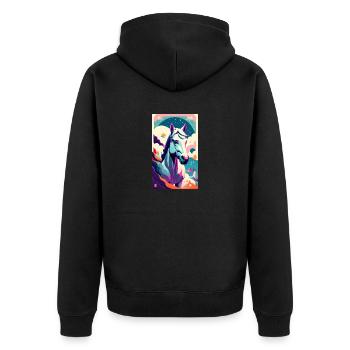 Cheval | Équitation | Animal | Monture | Coloré - Veste à capuche bio Premium Unisexe - noir - Dos - Nico (187cm)