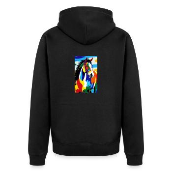 Cheval | Équitation | Animal | Monture | Coloré - Veste à capuche bio Premium Unisexe - noir - Dos - Nico (187cm)